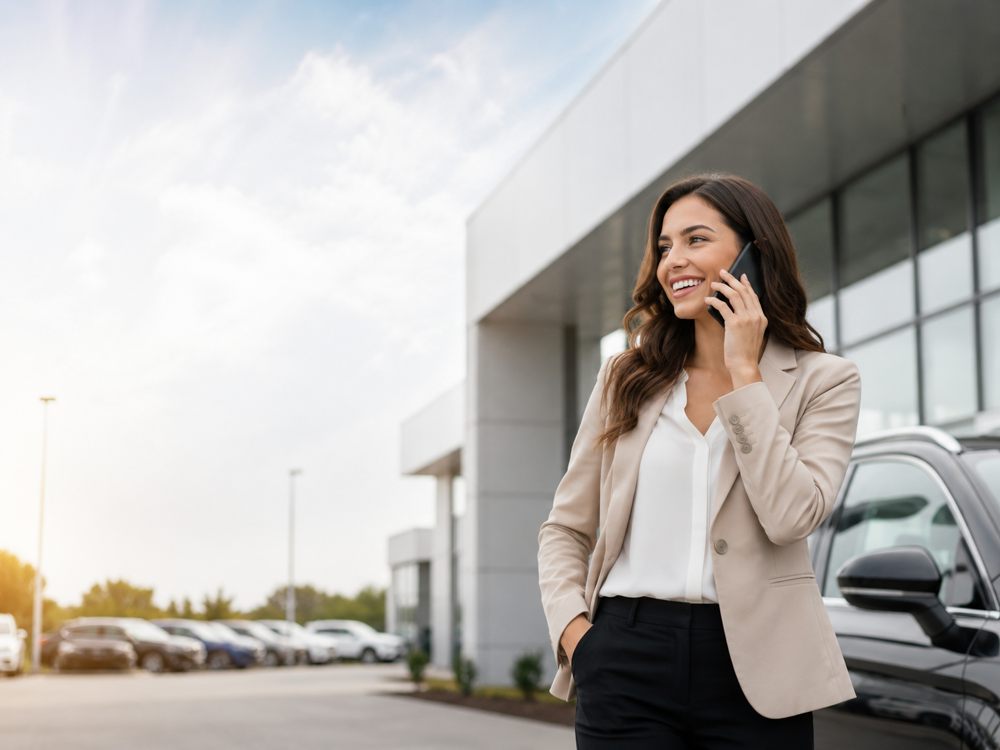 Dealership representative speaking with a customer by phone