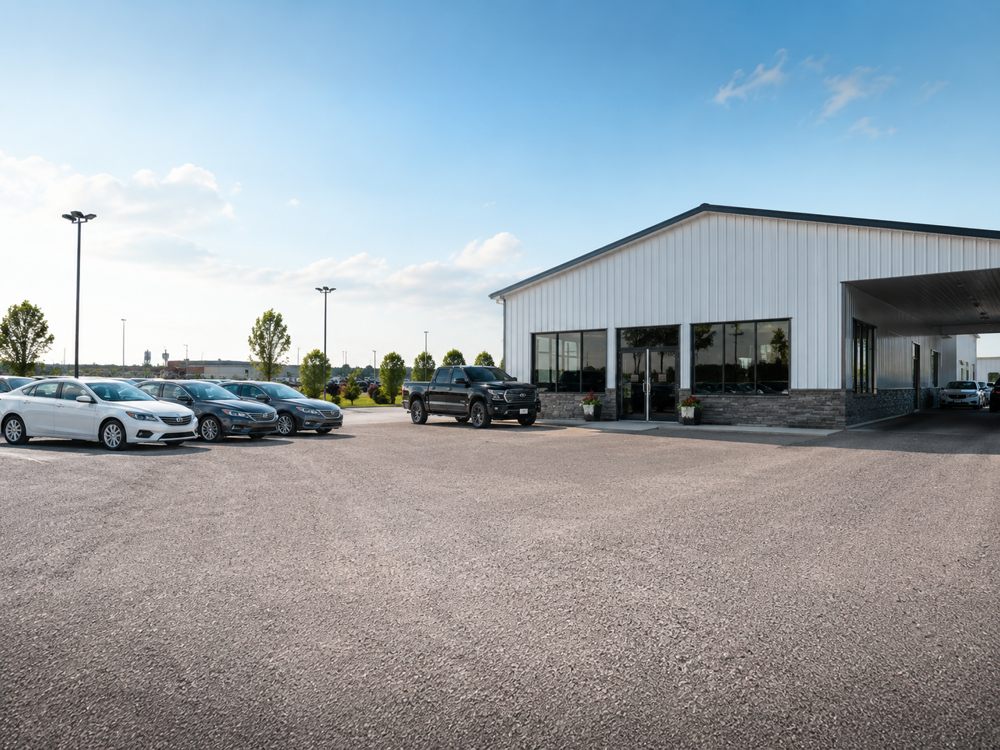 Used vehicle dealership and parking lot